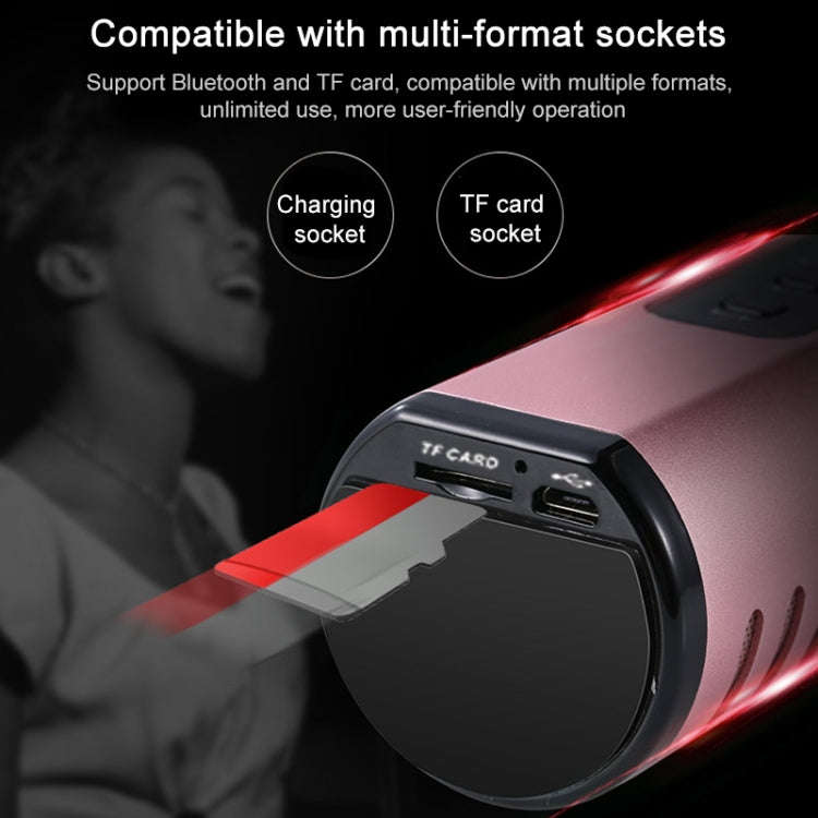 K6 Bluetooth 4.2 Karaoke Live Stereo Sound Wireless Bluetooth Condenser Microphone (Rose Gold)