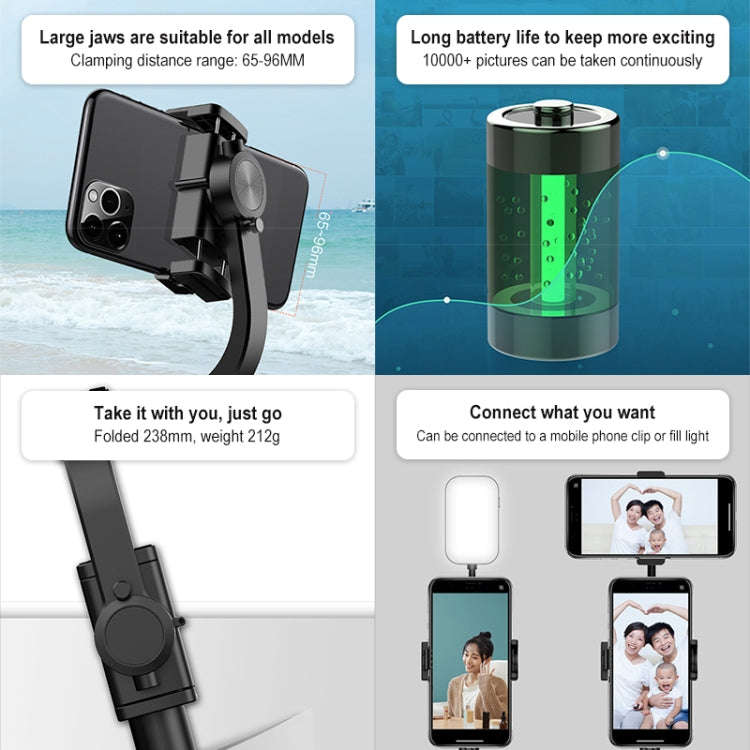 H202 Handheld Gimbal Stabilizer Foldable 3 in 1 Bluetooth Remote Selfie Stick Tripod Stand for Sm...