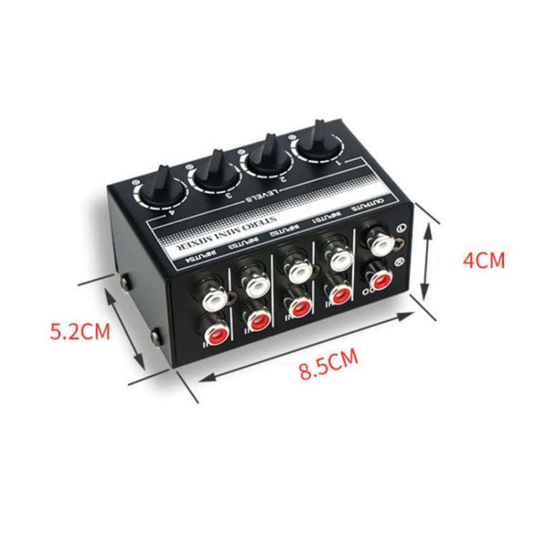 CX400 Audio Stereo Hub 4 Channel Mixer Controller(Black)