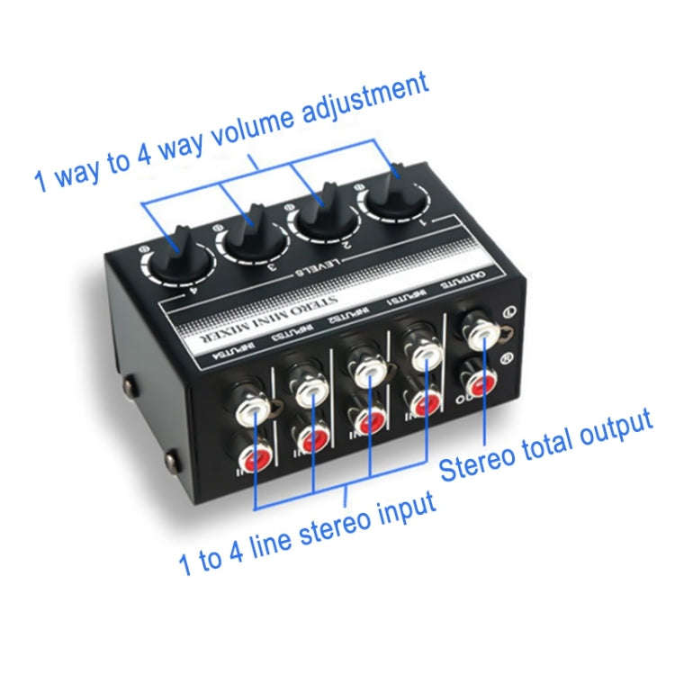 CX400 Audio Stereo Hub 4 Channel Mixer Controller(Black)