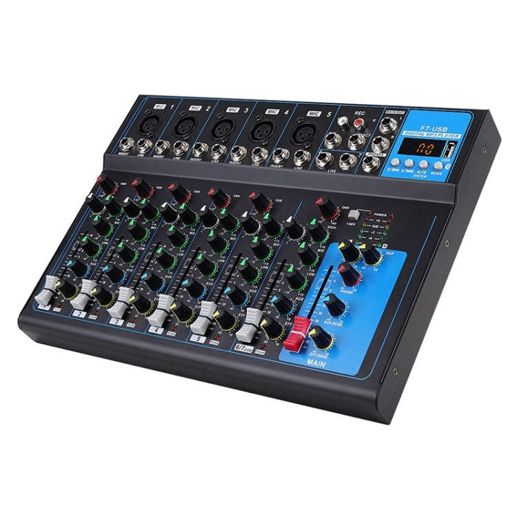 F7 Home 7-channel Bluetooth USB Reverb Mixer, EU Plug(Black)