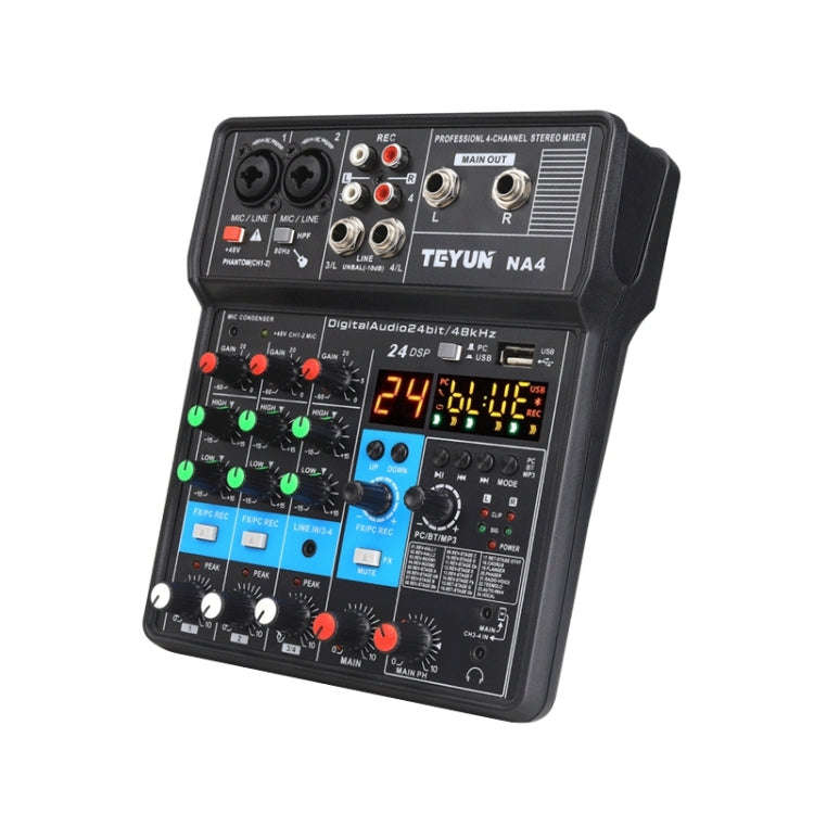 TEYUN NA4 4-channel Small Mixing Console Mobile Phone Sound Card Live Broadcast Computer Recordin...