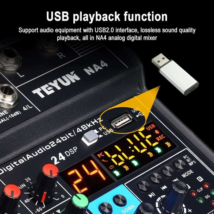 TEYUN NA4 4-channel Small Mixing Console Mobile Phone Sound Card Live Broadcast Computer Recordin...