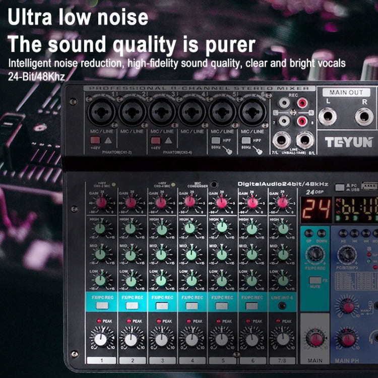 TEYUN NA8 8-channel Small Mixing Console Mobile Phone Sound Card Live Broadcast Computer Recordin...