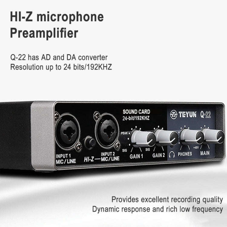 TEYUN Q-22 USB Computer Free Srive Microphone External Sound Card(Black)