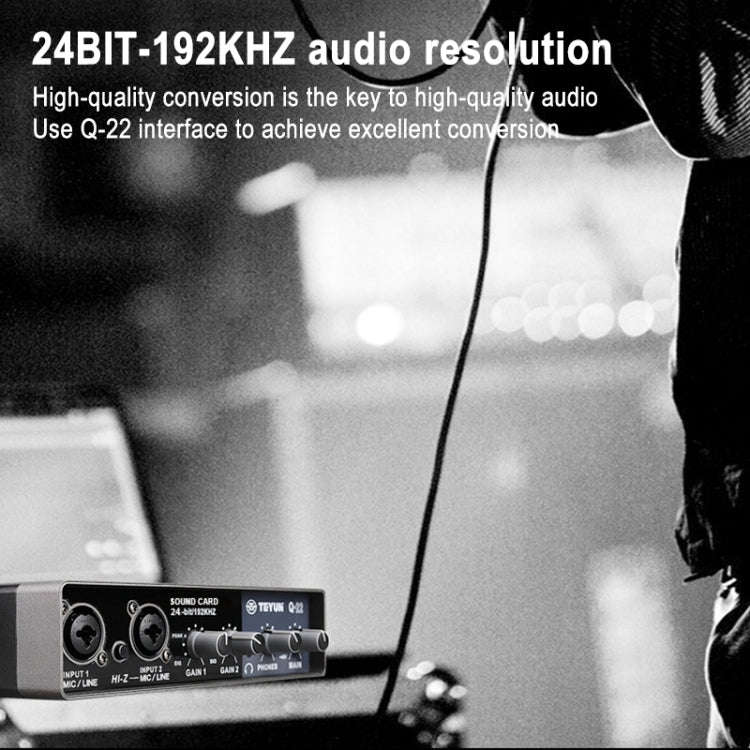 TEYUN Q-22 USB Computer Free Srive Microphone External Sound Card(Black)