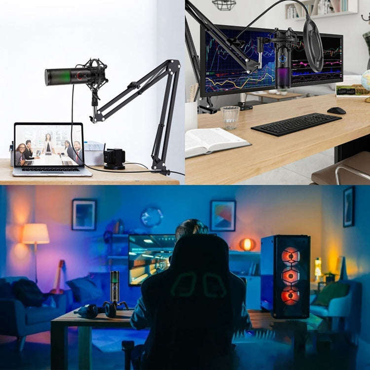 Yanmai Q18 USB Professional Computer Microphone Anchor Recording Karaoke Condenser Microphone (Bl...