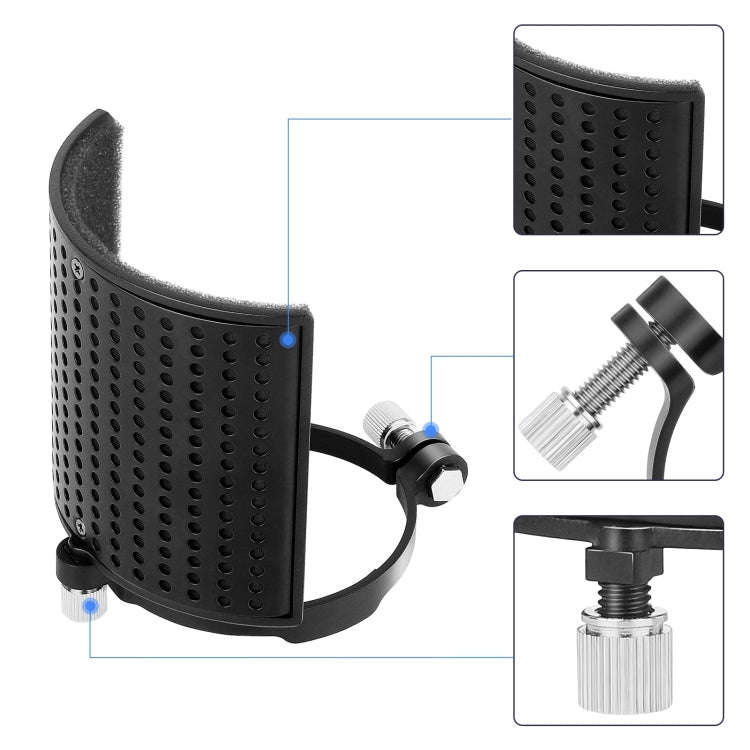 TEYUN PS-4x3 Condenser Microphone U-shaped Blowout Cover Desktop Bracket Audio Accessory Clip(Black)