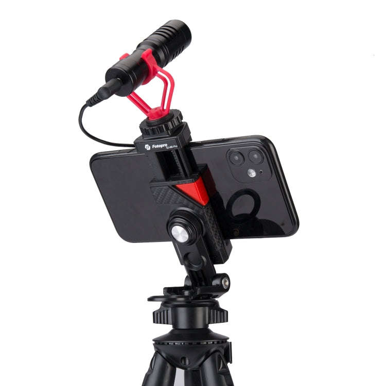 Fotopro SJ-89 Pro Carbon Fiber Texture Horizontal and Vertical Tripod Mount Adapter Phone Clamp B...