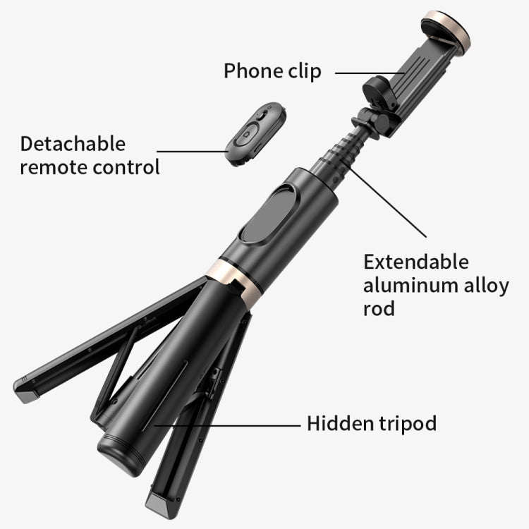 Q12 Hidden Design Reinforced Bluetooth Remote Control Tripod Selfie Stick (White)