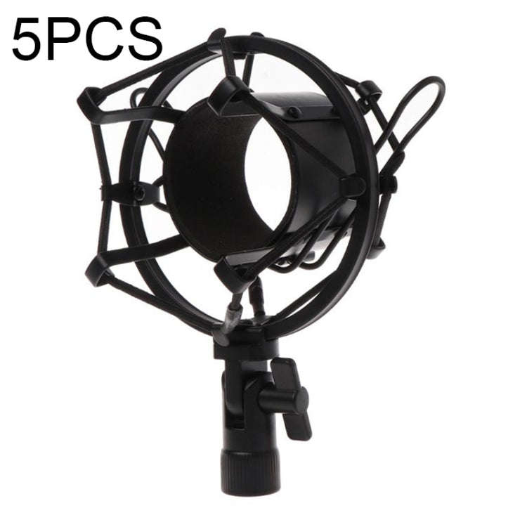 5 PCS Condenser Microphone 46mm Plastic Shockproof Mount Holder (Black)