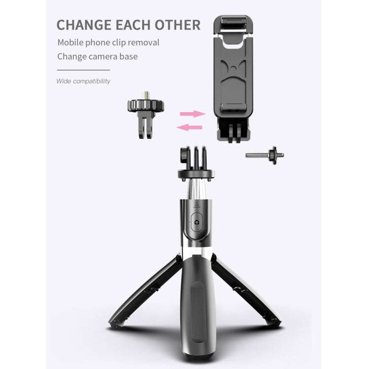 L02 100cm Multi-function Adjustable Bluetooth Self-timer Pole Tripod Selfie Stick (White)