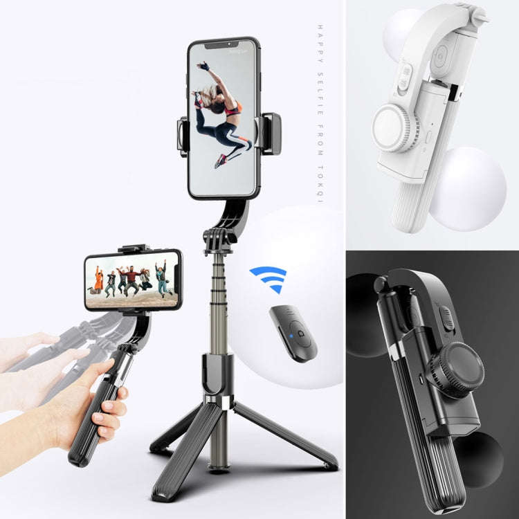 L08 Adjustable Gimbal Stabilize Bluetooth Self-timer Pole Tripod Selfie Stick(White)