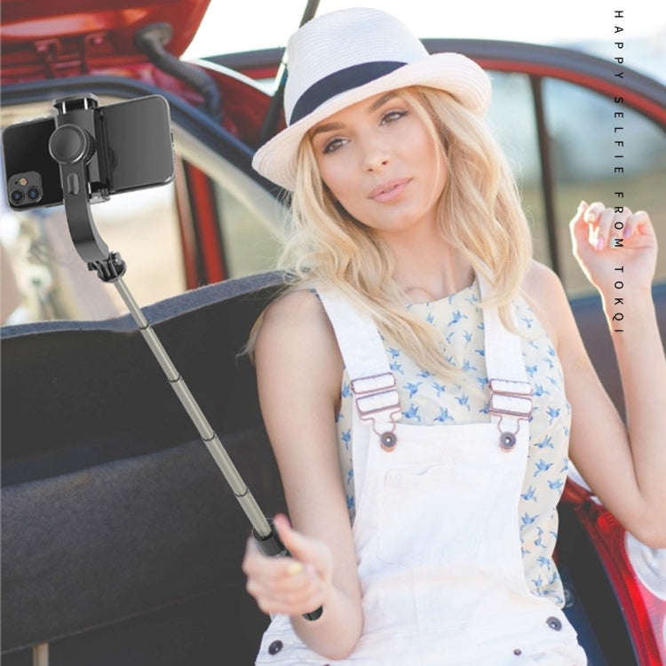 L08 Adjustable Gimbal Stabilize Bluetooth Self-timer Pole Tripod Selfie Stick(White)