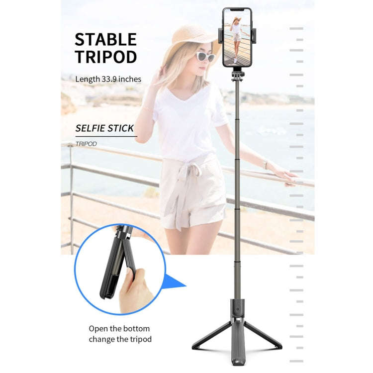 L08 Adjustable Gimbal Stabilize Bluetooth Self-timer Pole Tripod Selfie Stick(White)