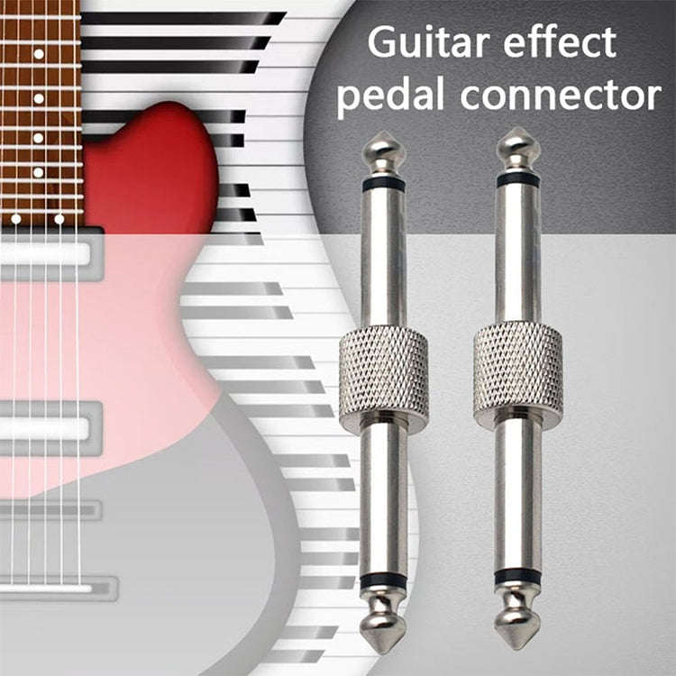 6.35mm 1/4 inch Male to Male Guitar Effect Pedal Connector Electric Pedal Board Adapter(Gold)
