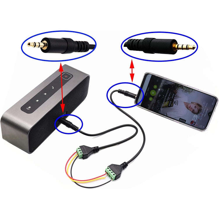 3.5mm 3 Pin Stereo Male to AV Screw Terminal Audio Jacks Terminal Male Lock Connector Cable, Leng...