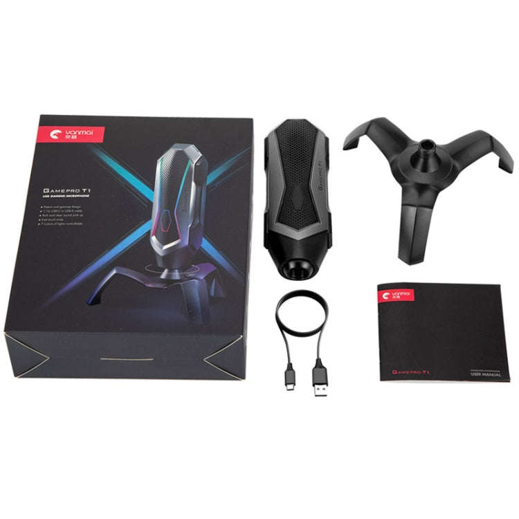 Yanmai T1 360-degree Free Rotation Cardioid Pointing Condenser Gaming Microphone with RGB Colorfu...
