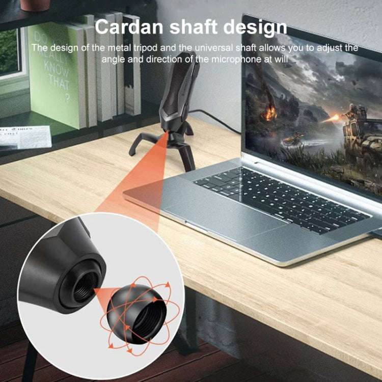 Yanmai T1 360-degree Free Rotation Cardioid Pointing Condenser Gaming Microphone with RGB Colorfu...