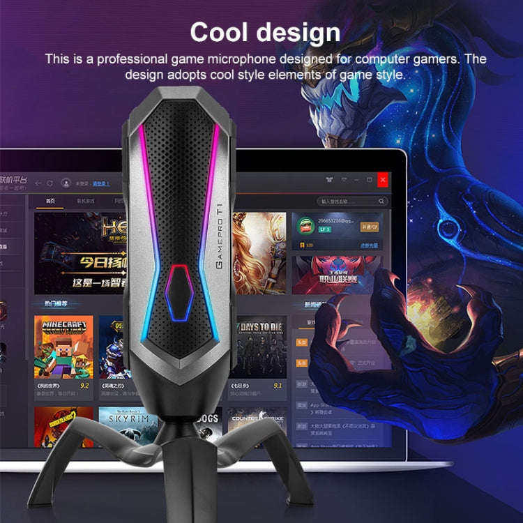 Yanmai T1 360-degree Free Rotation Cardioid Pointing Condenser Gaming Microphone with RGB Colorfu...
