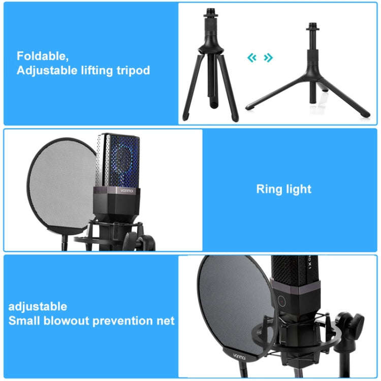 Yanmai X1 4 in 1 Foldable Lifting Professional Desktop Live Broadcast Cardioid Pointing Condenser...