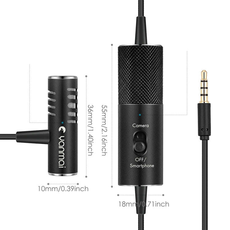 Yanmai R933S Professional Clip-On 3.5mm Plug Lavalier Omni-directional Broadcast Condenser Microp...
