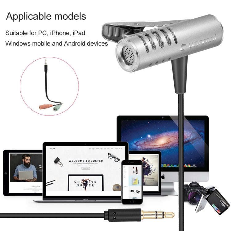 Yanmai R933 Professional Clip-on Lapel Mic Lavalier Omni-directional Double Condenser Microphone ...