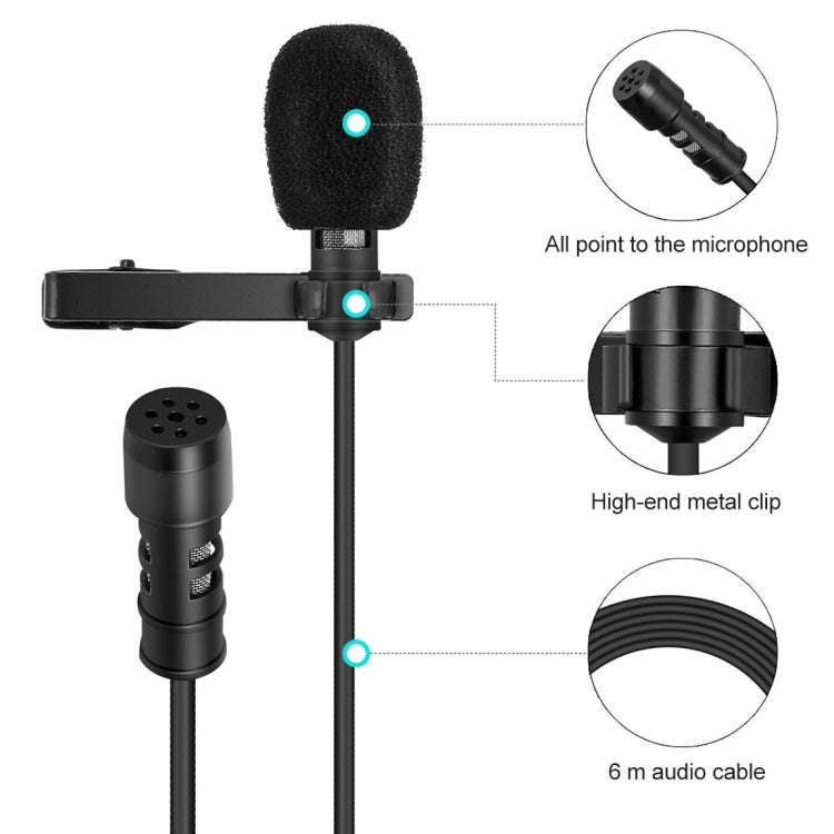 Yanmai R955 Clip-on Lapel Mic Lavalier Omni-directional Double Condenser Microphone, For Live Bro...