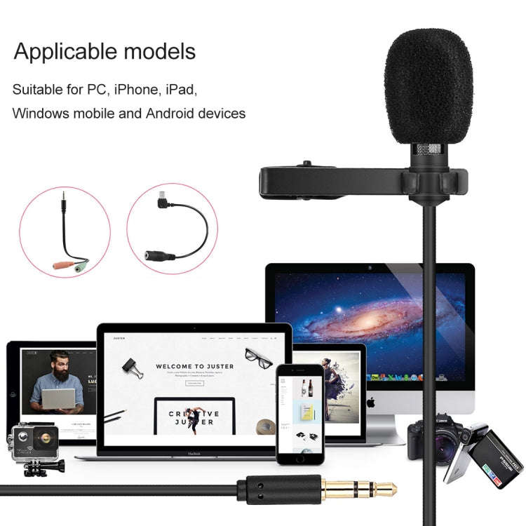 Yanmai R955 Clip-on Lapel Mic Lavalier Omni-directional Double Condenser Microphone, For Live Bro...