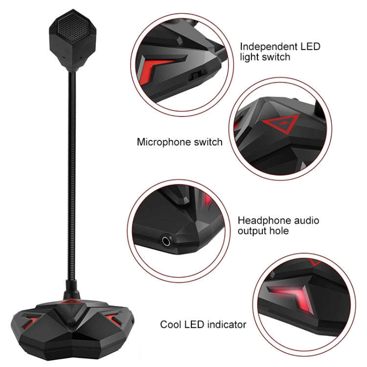 G55 Capacitive Gaming Microphone with LED Indicator(Black)