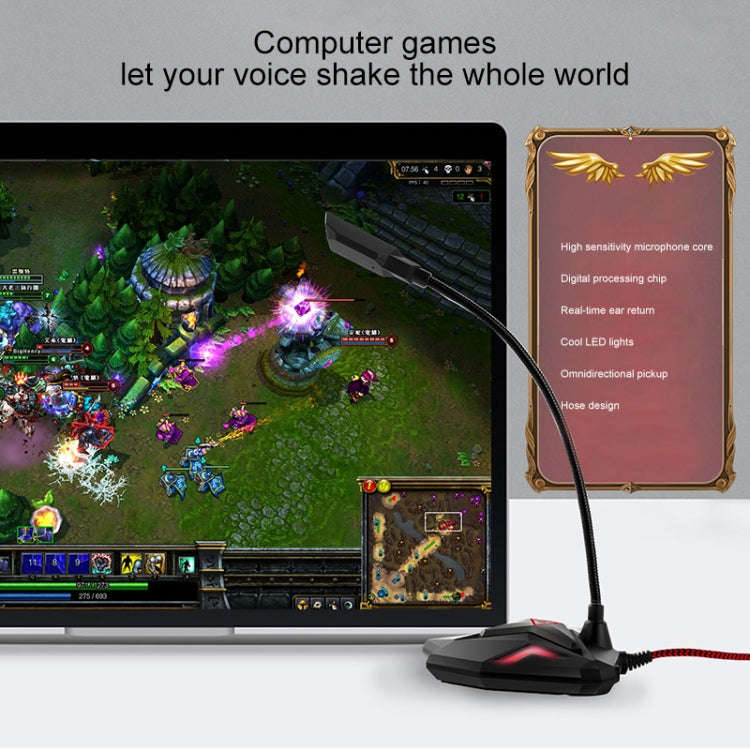 G55 Capacitive Gaming Microphone with LED Indicator(Black)