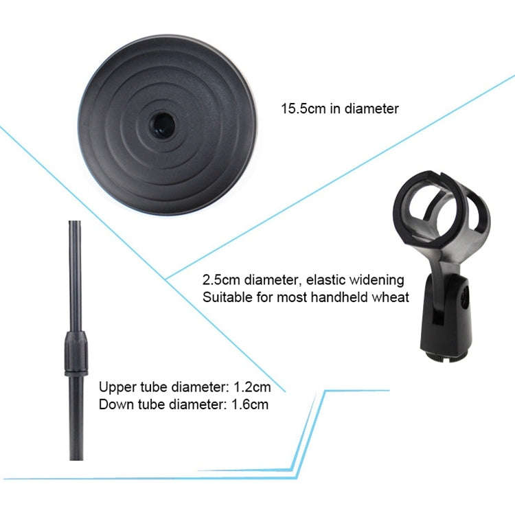 Z01 Desktop Extendable Round Base Microphone Stand Holder Mic Boom Clip, For Studio Recording, Li...
