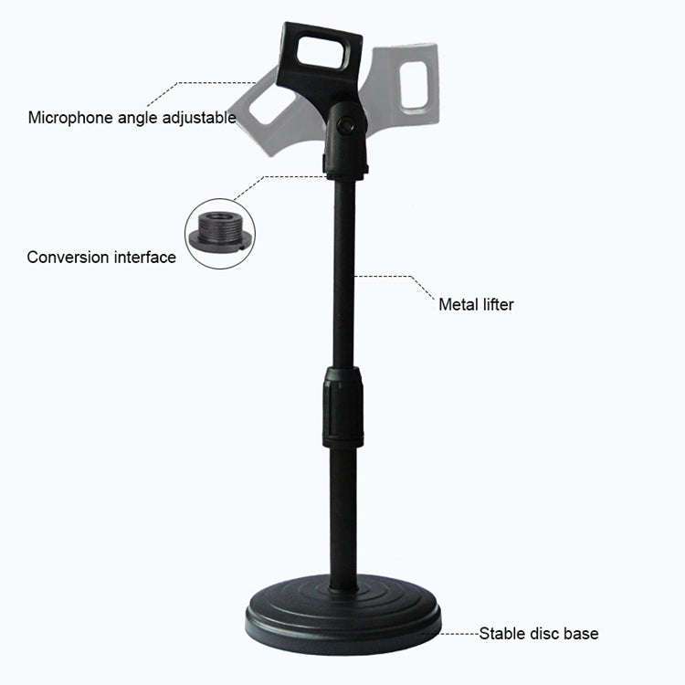 Z01 Desktop Extendable Round Base Microphone Stand Holder Mic Boom Clip, For Studio Recording, Li...