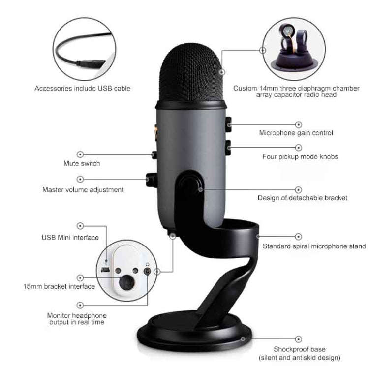 Logitech Blue Yeti USB Condenser Microphone(Black)