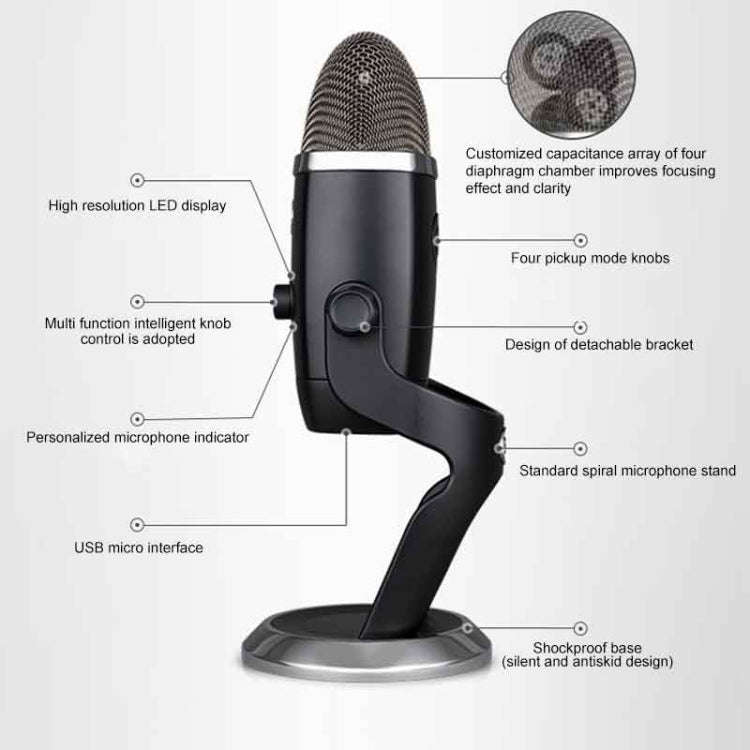Logitech Blue Yeti X Condenser USB Recording Live Broadcast Microphone (Black)