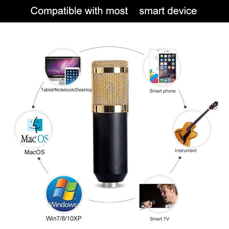 BM-800 3.5mm Studio Recording Wired Condenser Sound Microphone with Shock Mount, Compatible with ...