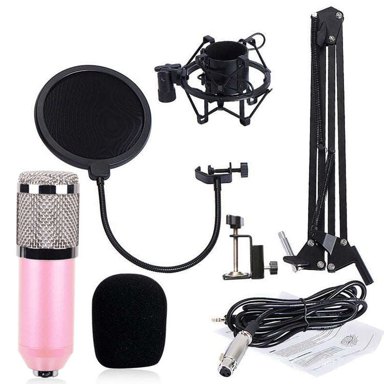 BM-800 Network K-Song Dedicated High-end Metal Shock Mount Microphone Set(Pink)