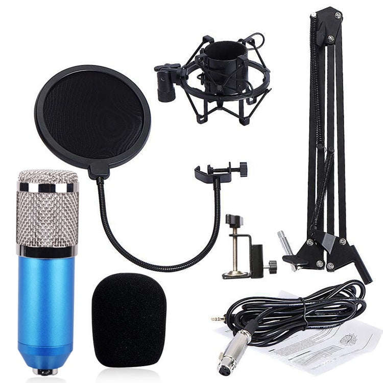 BM-800 Network K-Song Dedicated High-end Metal Shock Mount Microphone Set(Blue)
