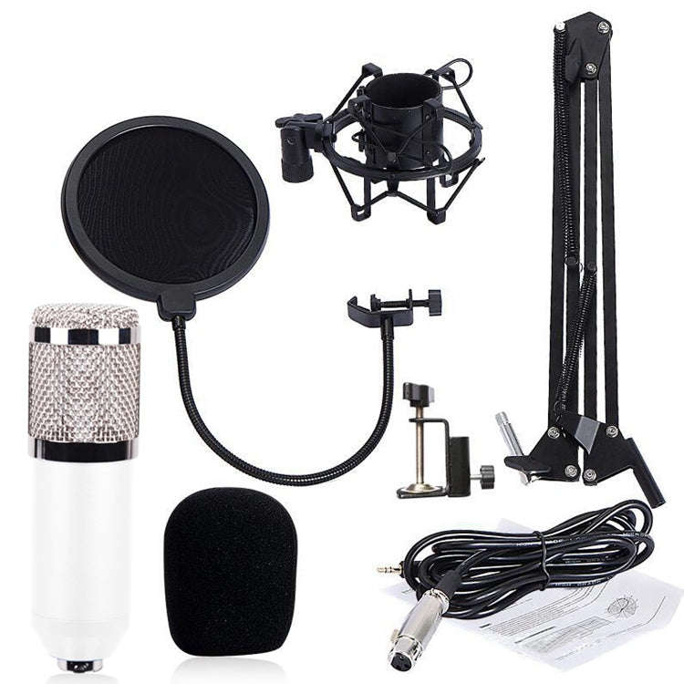 BM-800 Network K-Song Dedicated High-end Metal Shock Mount Microphone Set(White)