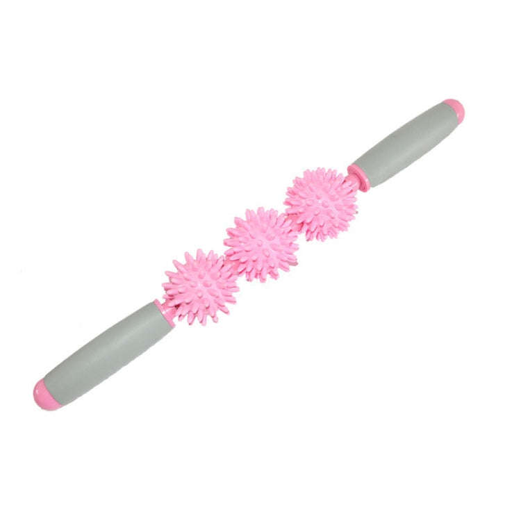 Yoga Health Care Triple Hedgehog Balls Neck Leg Hand Muscle Massage Stick(Pink)