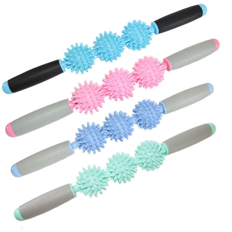 Yoga Health Care Triple Hedgehog Balls Neck Leg Hand Muscle Massage Stick(Pink)