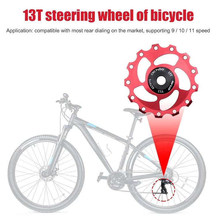 GUB V13 13T Bicycle Rear Derailleur Jockey Wheel (Black Red)