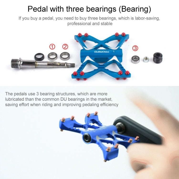 PROMEND PD-M56 1 Pair Mountain Bicycle Aluminum Alloy 3-Bearings Pedals (Blue)
