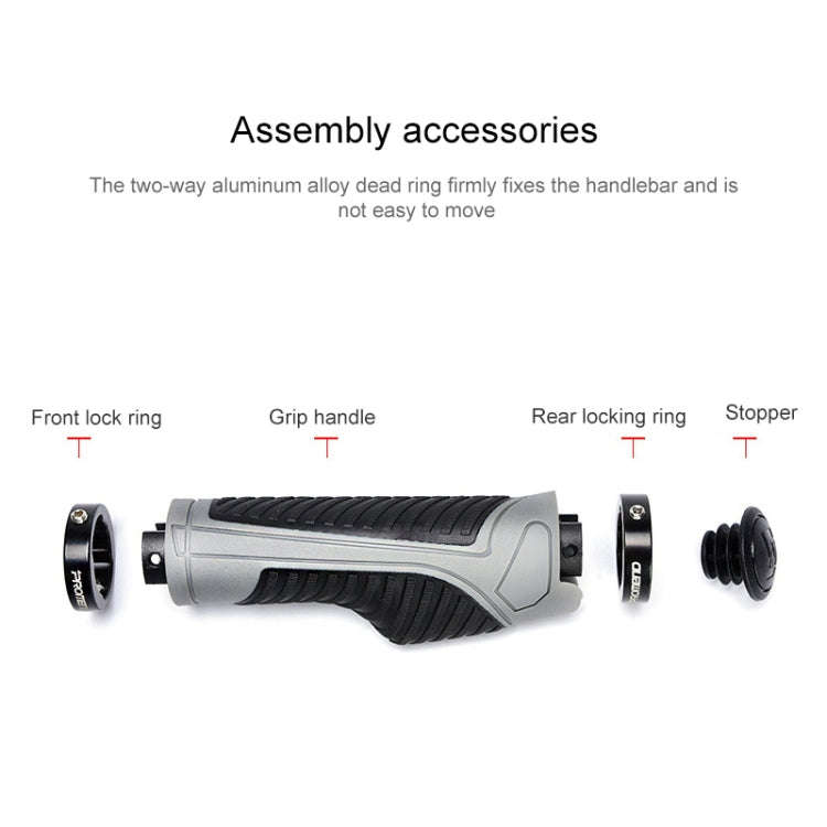 PROMEND GR-504 1 Pair TPR Ergonomic Ball Bicycle Grip Cover (Black Black)