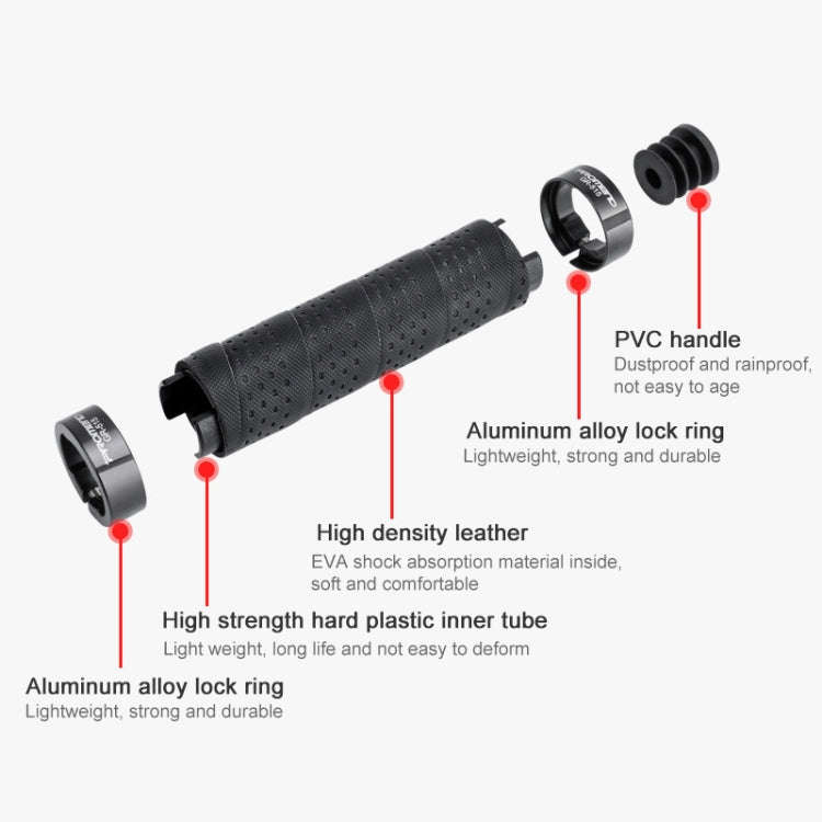 PROMEND GR-515 1 Pair Shock-absorbing Anti-skid Mountain Bike Grips Cover (Black)