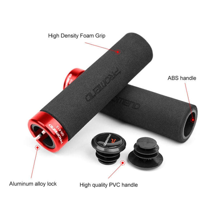 PROMEND GR-513 1 Pair Bicycle Antiskid Sweat-absorbing Sponge Grips Cover (Black Red)
