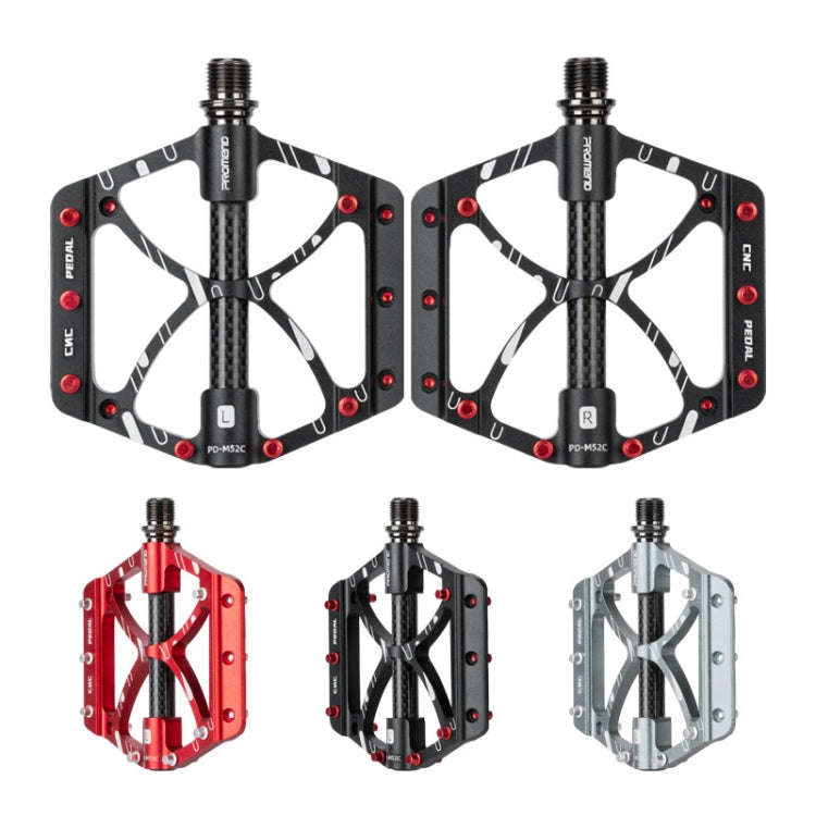 PROMEND PD-M52C 1 Pair Bicycle Aluminum Alloy + Carbon Fiber Tube Bearing Pedals (Red)