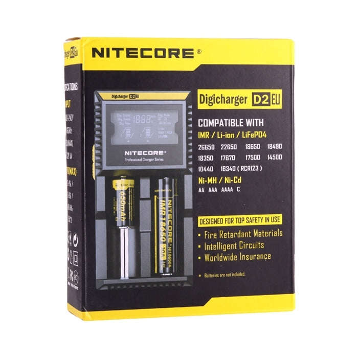 Nitecore D2 Intelligent Digi Smart Charger with LED Indicator for 14500, 16340 (RCR123), 18650, 2...