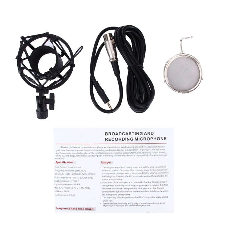 3000 Home KTV Mic Condenser Sound Recording Microphone with Shock Mount & Pop Filter for PC & Lap...