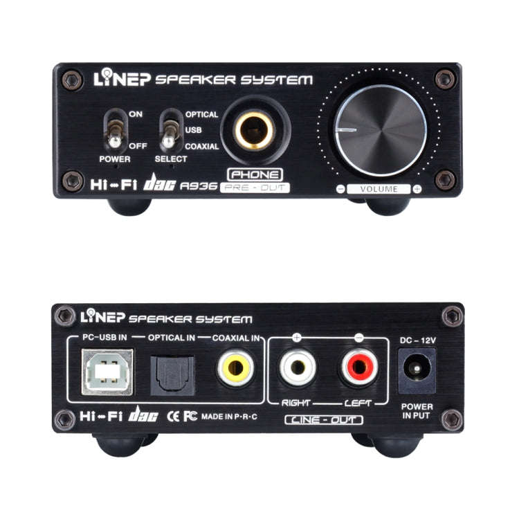 A936 Portable Fiber Coaxial USB Headphone Amplifier Digital Audio DAC Decoder (Black)